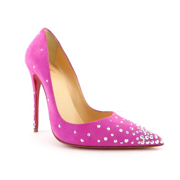 CHRISTIAN LOUBOUTIN Crystal Pink Stiletto Heels 37 - Picture 2 of 8